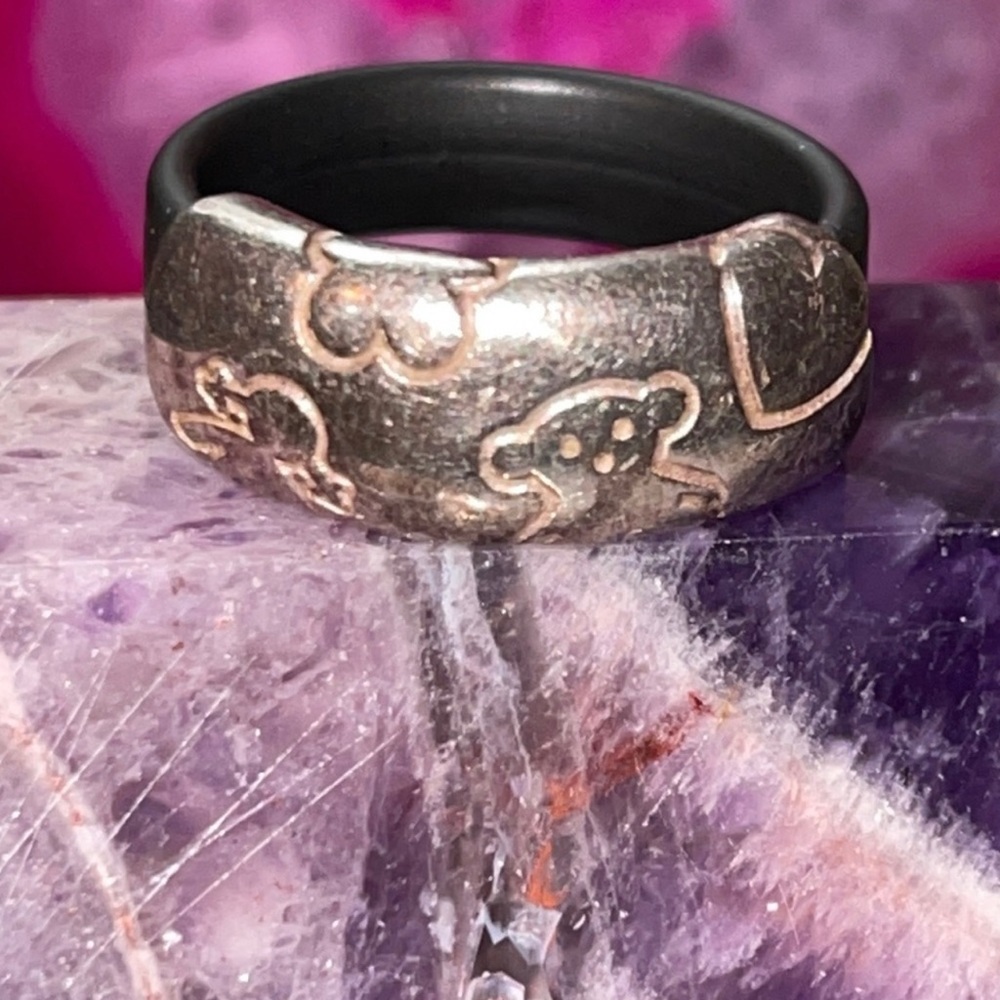 Tous Black and silver Tone Bear Motif Ring